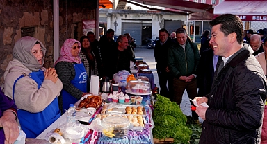 BAŞKAN KAYA, YENİLENEN KİREÇHANE KÖYLÜ PAZARINI HİZMETE AÇTI