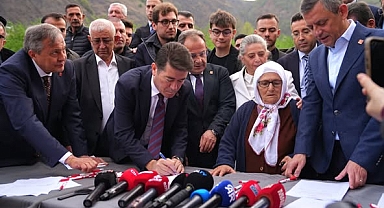 ÖZGÜR ÖZEL İMZA KAMPANYASINA İMAMOĞLU'NUN KÖYÜNDE START VERDİ